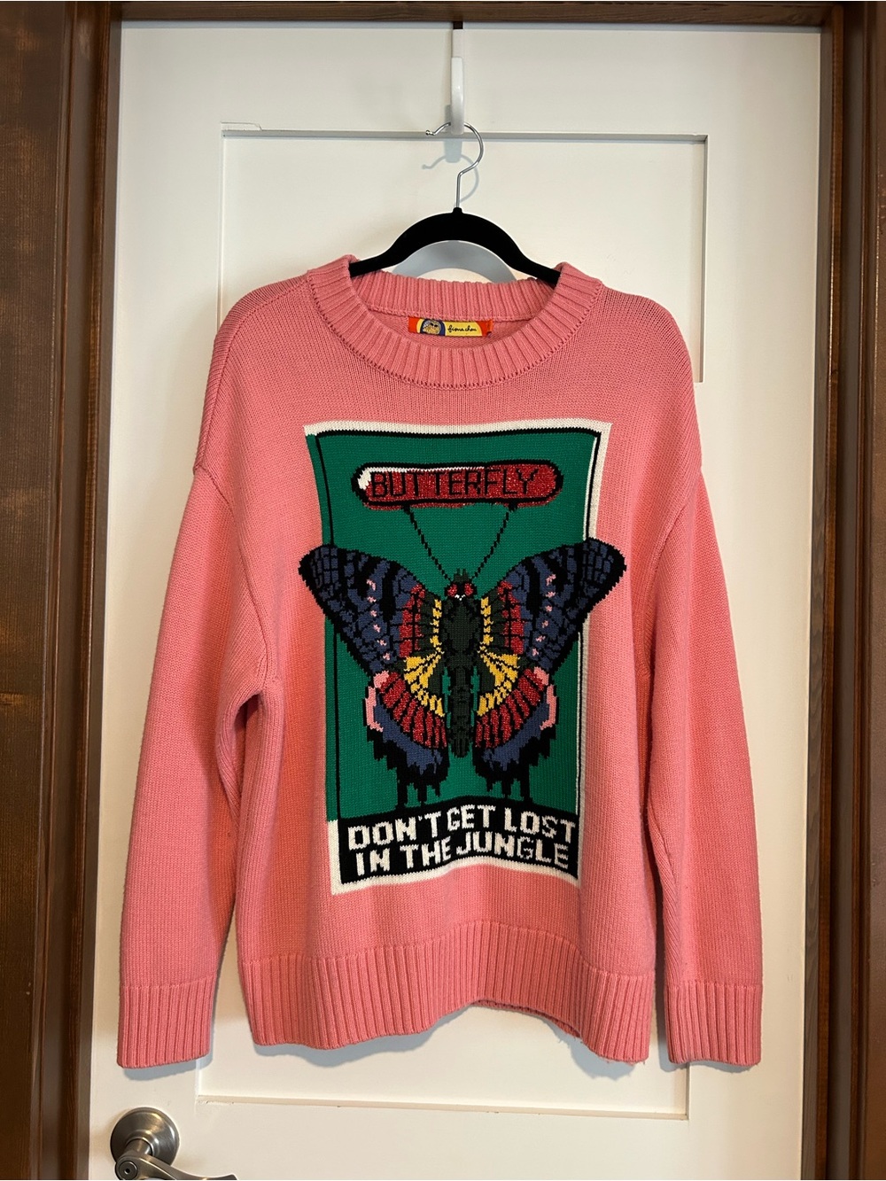 Fiona Chen Colorful Butterfly Graphic Oversized Crew neck Sweater Size XS